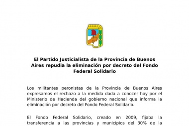 PJ bonaerense repudió la eliminación del Fondo Sojero