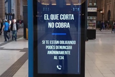La leyenda "el que corta no cobra", presente en carteles y altoparlantes de estaciones ferroviarias