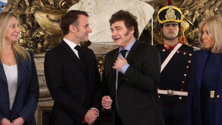 Javier Milei recibió a Emmanuel Macron en la Casa Rosada en una previa del G20